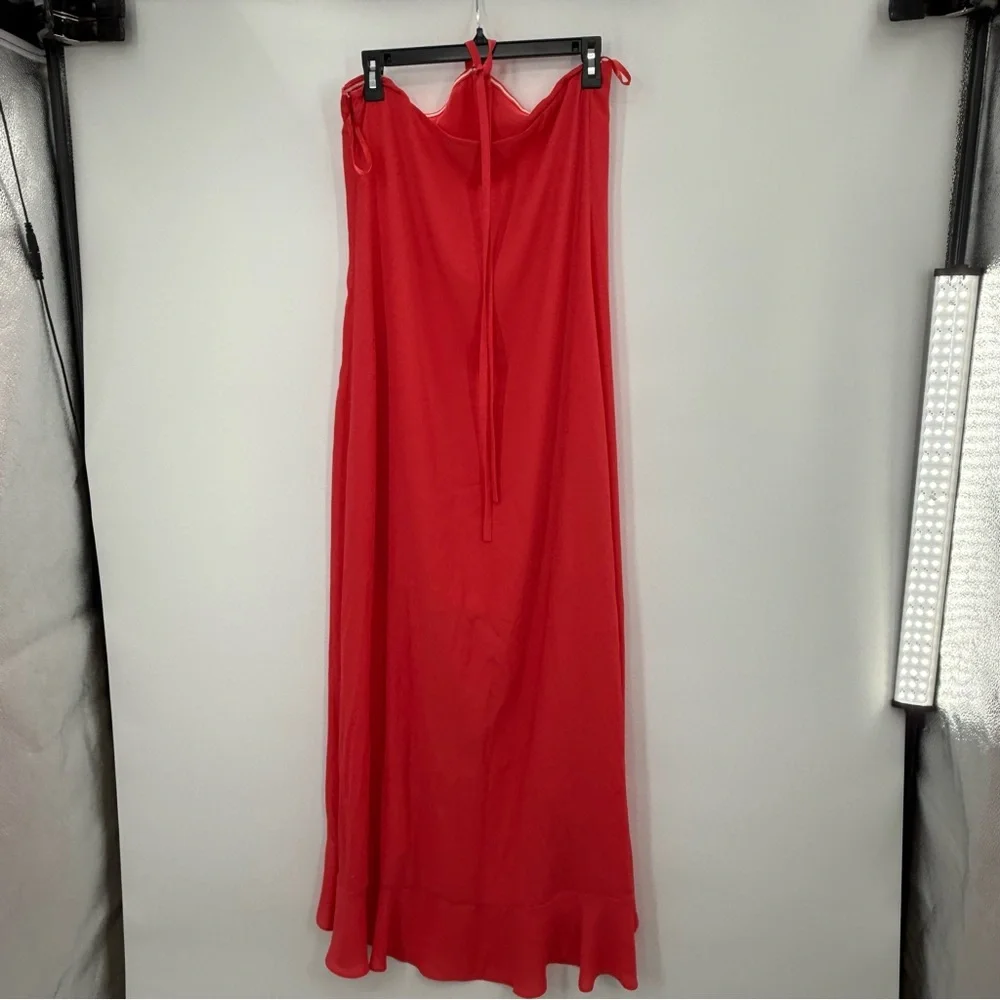 corey lynn calter asymmetrical dress ruffle red pink tube midi size 4 - Picture 6 of 8